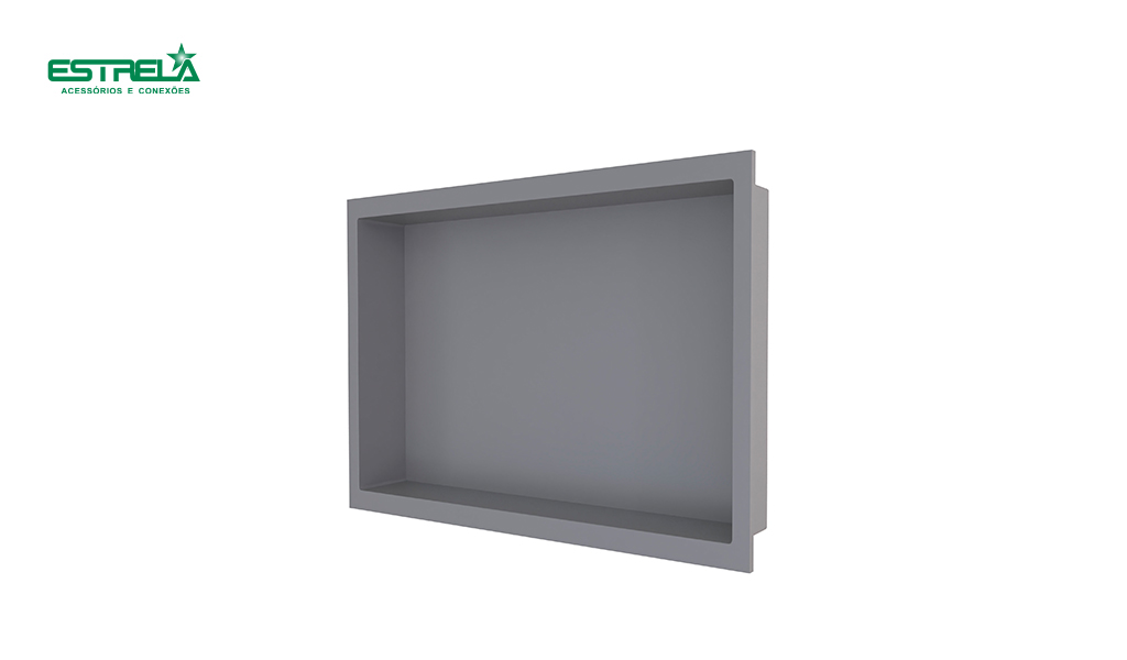 NICHO ESTRELA DE PAREDE P/EMBUTIR 30X60CM NA COR CINZA