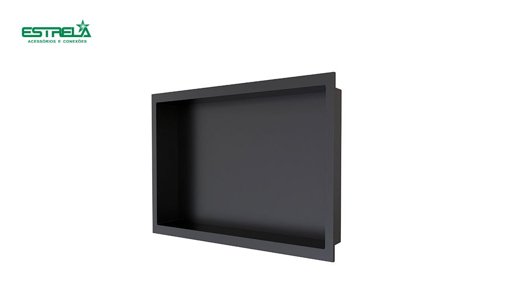 NICHO ESTRELA DE PAREDE P/EMBUTIR 30X60CM NA COR PRETO
