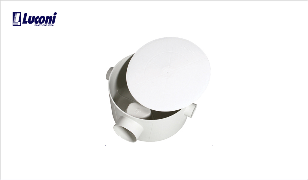 CAIXA LUCONI SIFONADA REDONDA BRANCA SAIDA 250MMX75MM