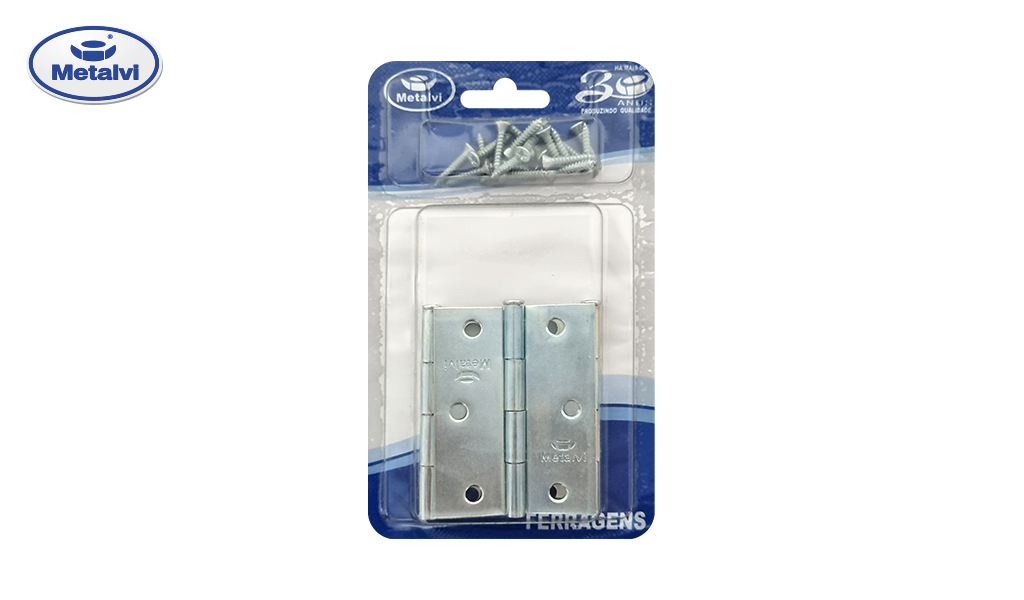 DOBRADIÇA METALVI DE CANTO (CHAPA 20) 3” ZINCADA - BLISTER C/03 UNIDADES