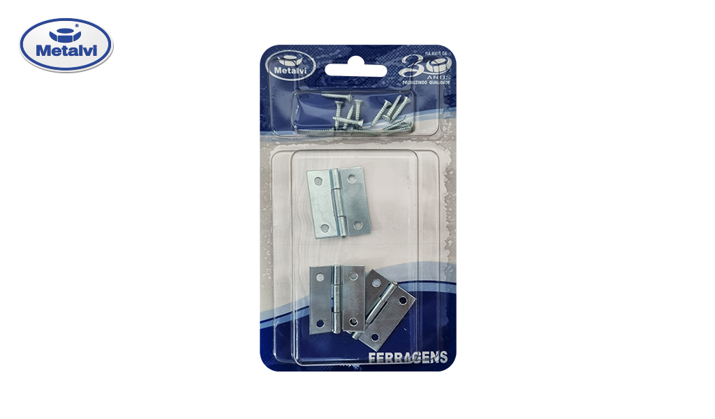 DOBRADIÇA METALVI DE CANTO (CHAPA 20) 1.1/2” ZINCADA - BLISTER C/03 UNIDADES