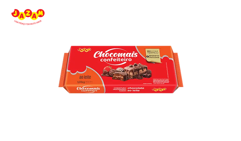 COBERTURA JAZAM CHOCOMAIS LEITE EM BARRA 1,01KG