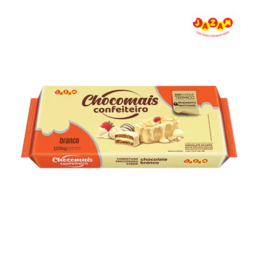 COBERTURA JAZAM CHOCOMAIS BRANCO EM BARRA 1,01KG