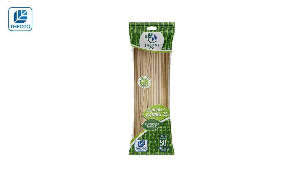 PALITO ESPETO THEOTO BAMBU 25CM - PACOTE COM 50 UNIDADES