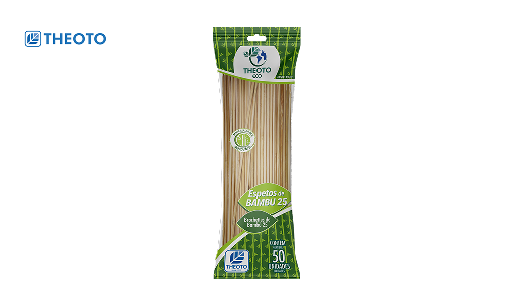 PALITO ESPETO THEOTO BAMBU 25CM - PACOTE COM 50 UNIDADES
