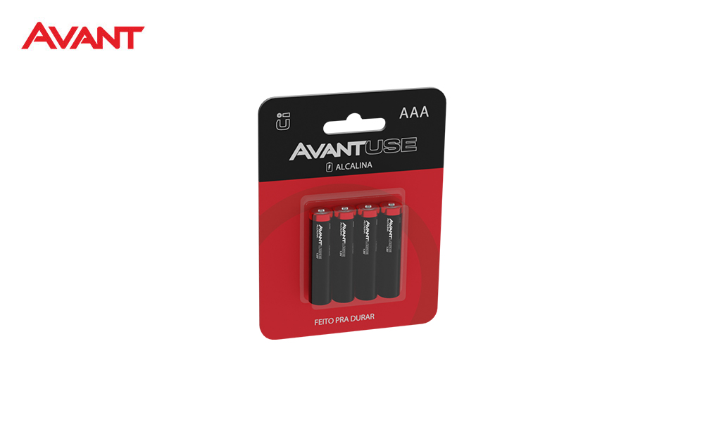 PILHA AVANT ALCALINA PALITO AAA 1,5V - BLISTER C/4 UNIDADES