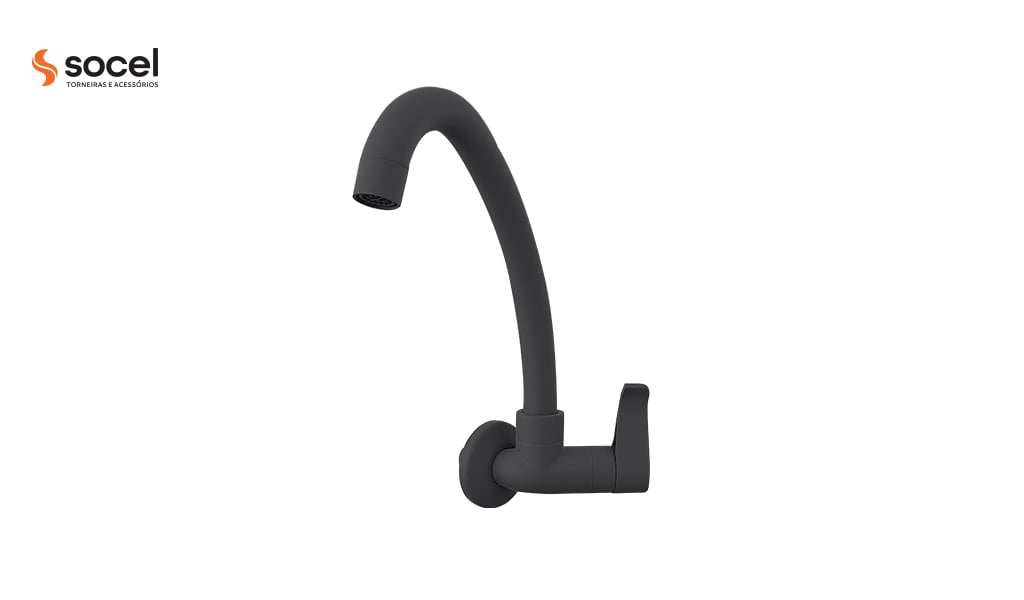 TORNEIRA SOCEL COZINHA/PAREDE ABS BM ALTA ORQUIDEA GRAFITE LUXO