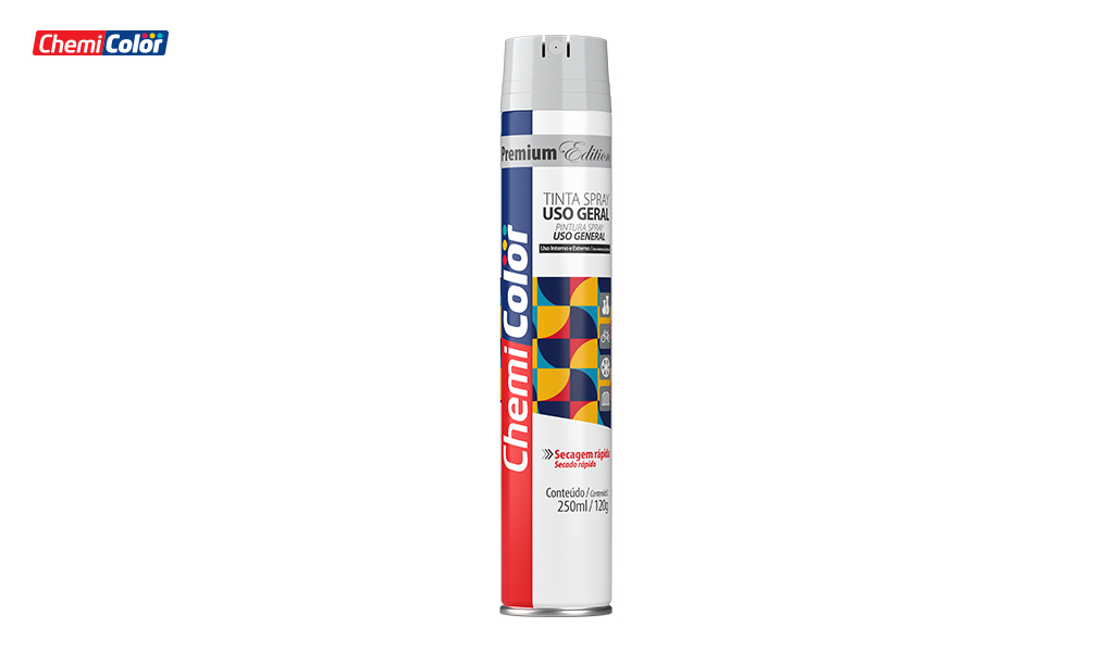 SPRAY CHEMICOLOR USO GERAL 250ML - FUNDO PREPARADOR CINZA / COM NOVO APLICADOR