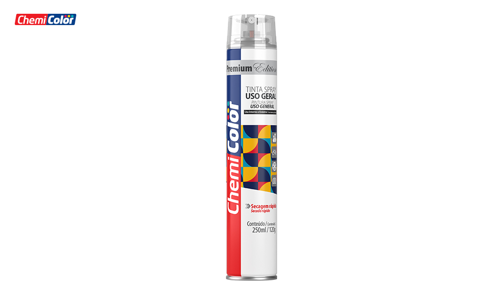 SPRAY CHEMICOLOR USO GERAL 250ML VERNIZ BRILHANTE / COM NOVO APLICADOR