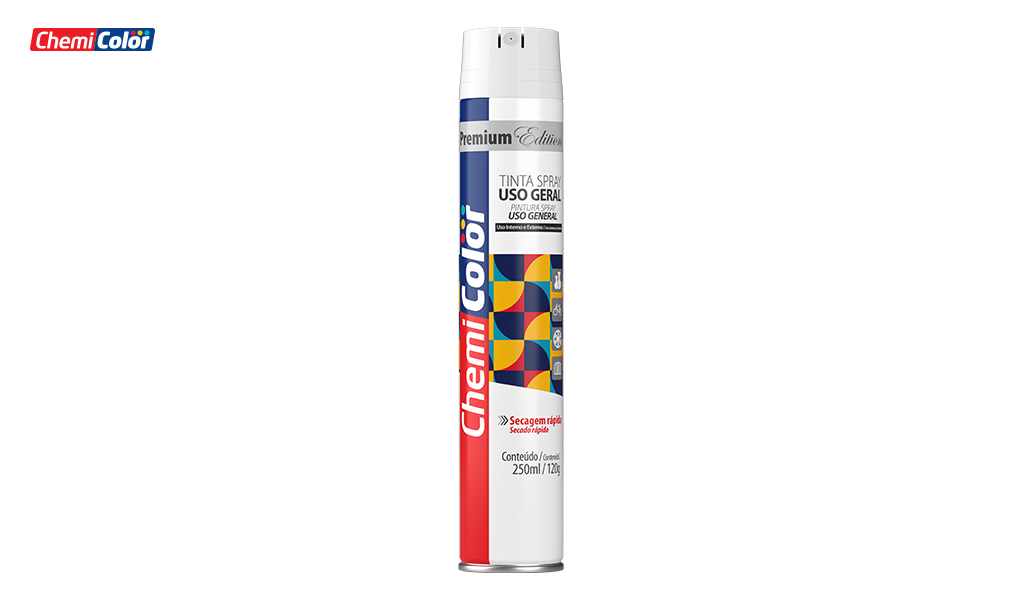SPRAY CHEMICOLOR USO GERAL 250ML - BRANCO FOSCO / COM NOVO APLICADOR