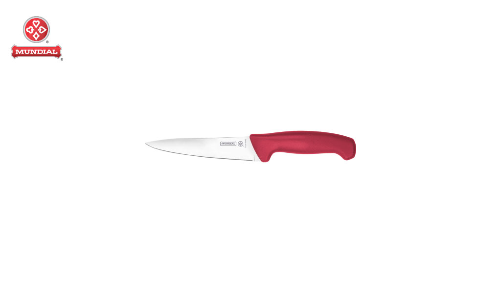 FACA MUNDIAL P/CARNES LINHA ELEMENT EM AÇO INOX 6” 15,2CM C/CABO POLIPROPILENO VERMELHO - LAMINA (15,2CM)