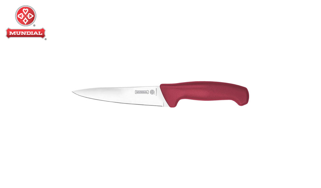 FACA MUNDIAL P/CARNES LINHA ELEMENT EM AÇO INOX 8” 20,3CM C/CABO POLIPROPILENO VERMELHO - LAMINA (20,3CM)