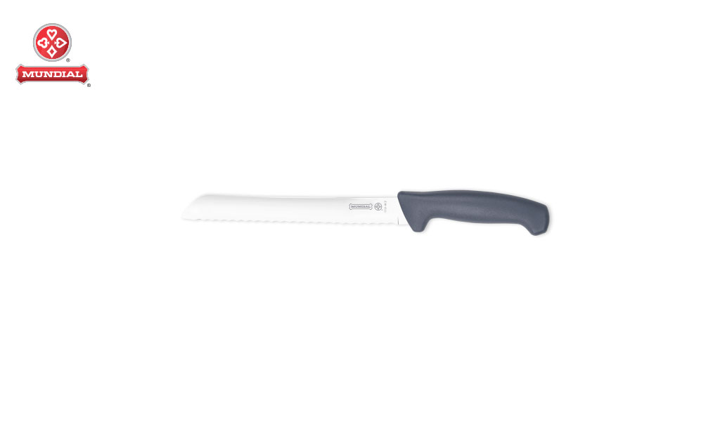 FACA MUNDIAL P/PÃO LINHA ELEMENT EM AÇO INOX 8” 20,3CM C/CABO POLIPROPILENO CINZA - LAMINA (20,3CM)