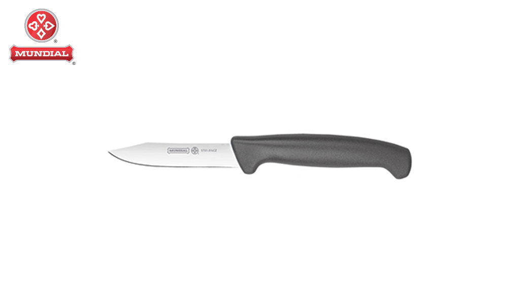 FACA MUNDIAL P/CARNES LINHA ELEMENT EM AÇO INOX 3.1/2” 8,9CM C/CABO POLIPROPILENO CINZA - LAMINA (8,9CM)