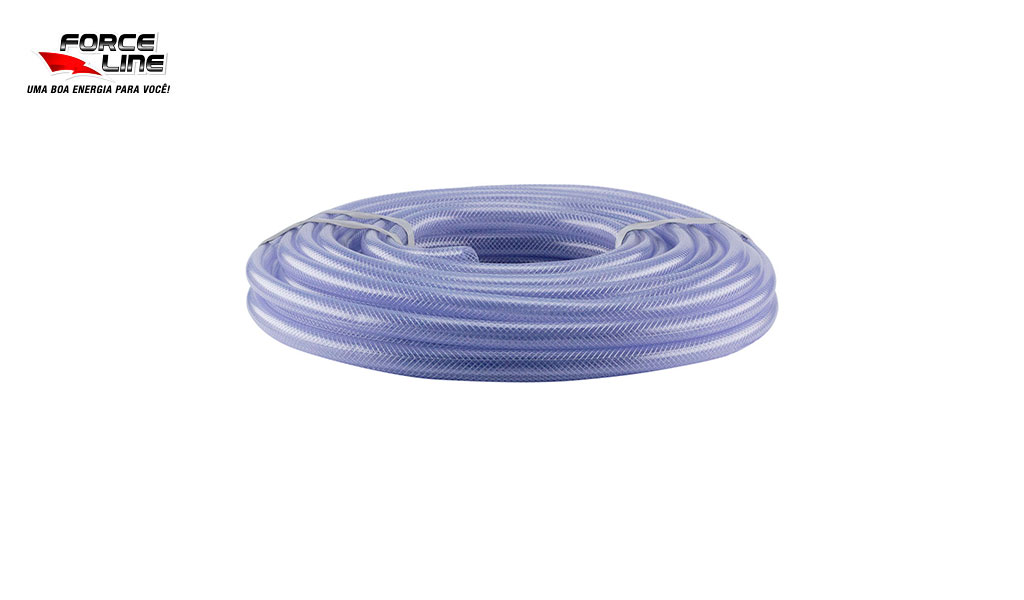 MANGUEIRA FORCELINE TRANCADA USO GERAL 3/4” X 2,5MM (PAREDE) - ROLO C/50M TRANSPARENTE