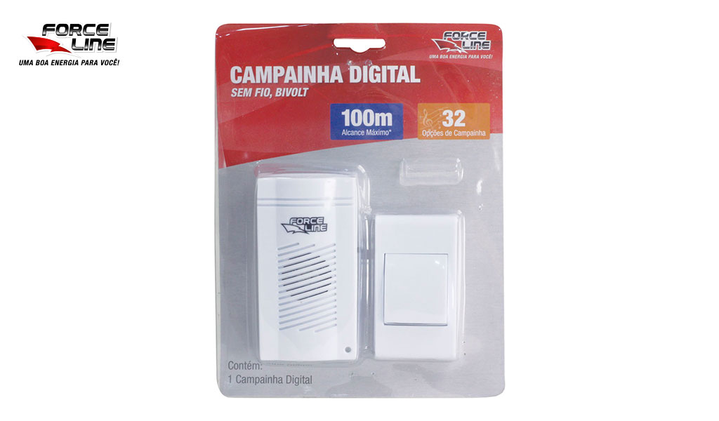 CAMPAINHA FORCELINE DIGITAL S/FIO BIVOLT