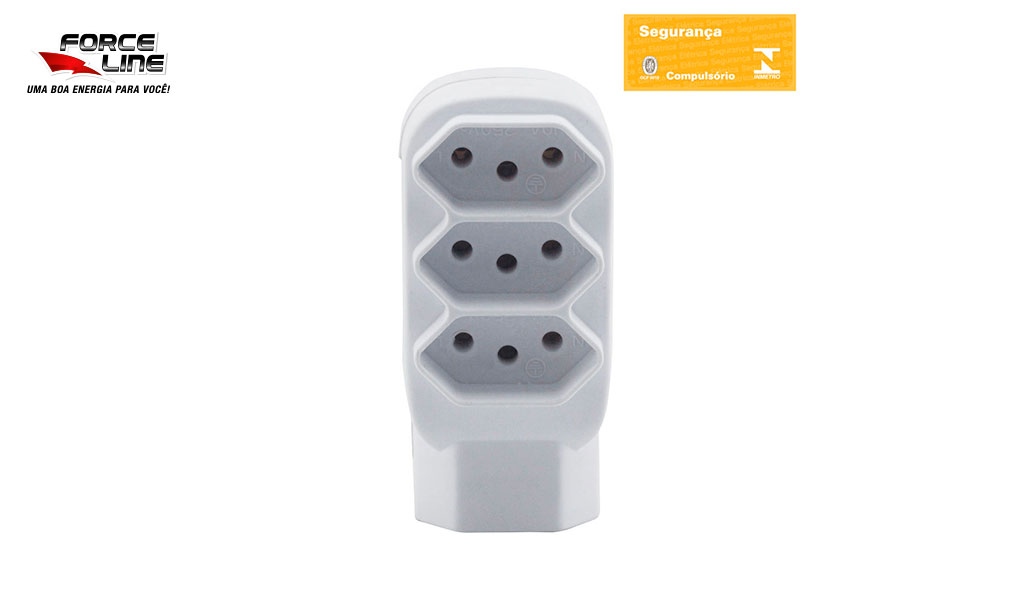 PLUG FORCELINE 4 SAIDAS 2P+T 10A CINZA