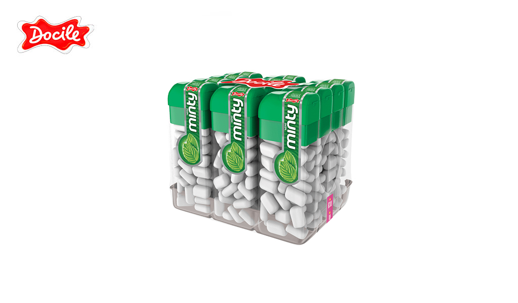 PASTILHA DOCILE MINI MINTY HORTELA V2 14G - DISPLAY C/12 POTINHOS