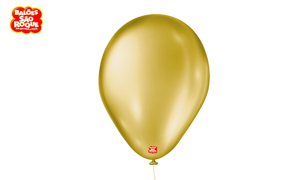 BALÃO SÃO ROQUE PERA 7 CINTILANTE DOURADO - PACOTE C/50 UNIDADES