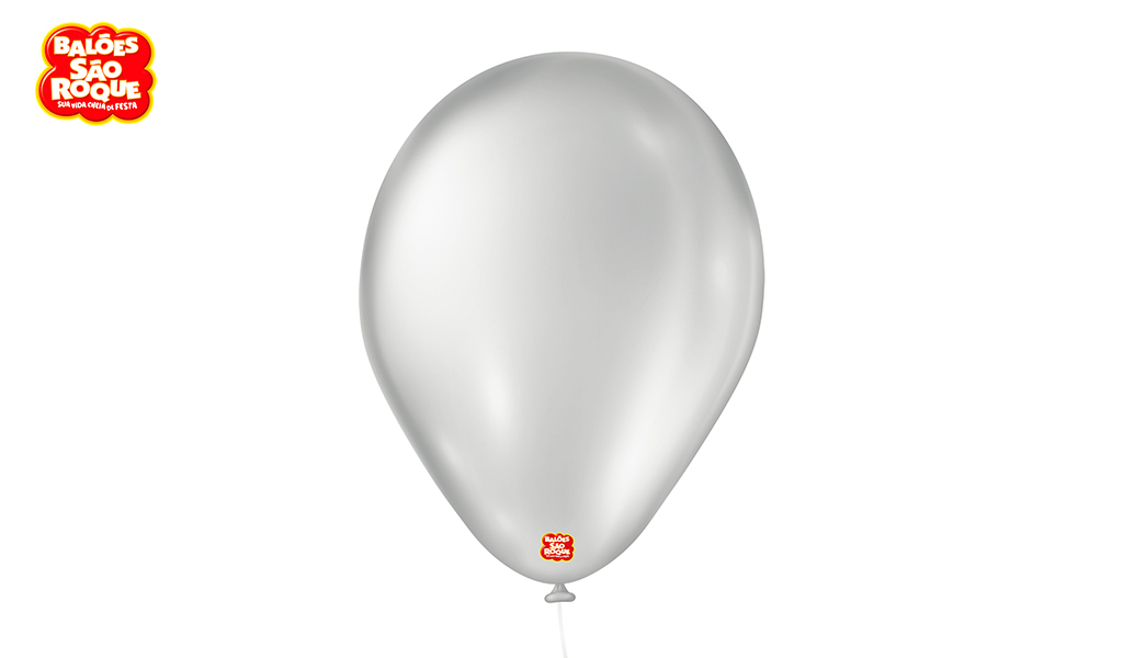 BALÃO SÃO ROQUE PERA 7 CINTILANTE PRATA - PACOTE C/50 UNIDADES