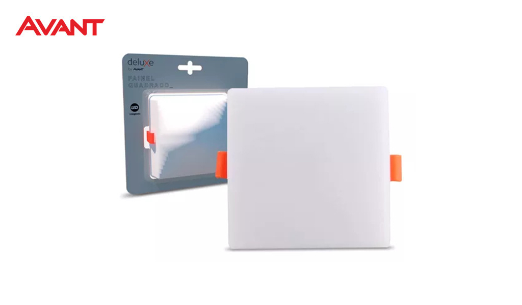 LUMINARIA AVANT LED FLAT (SEM BORDA)  9W QUADRADA BRANCA - 4000K (LUZ NEUTRA)