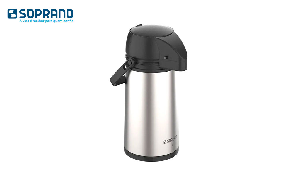 GARRAFA SOPRANO TERMICA SINGLE 1L INOX/PRETO