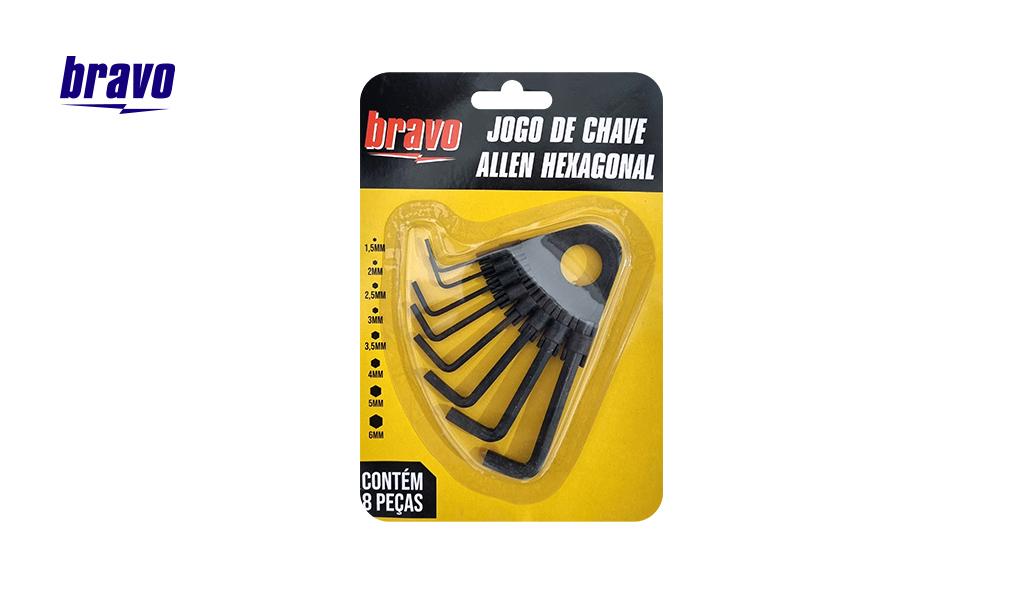 JOGO BRAVO DE CHAVE ALLEN SIMPLES C/8 PECAS