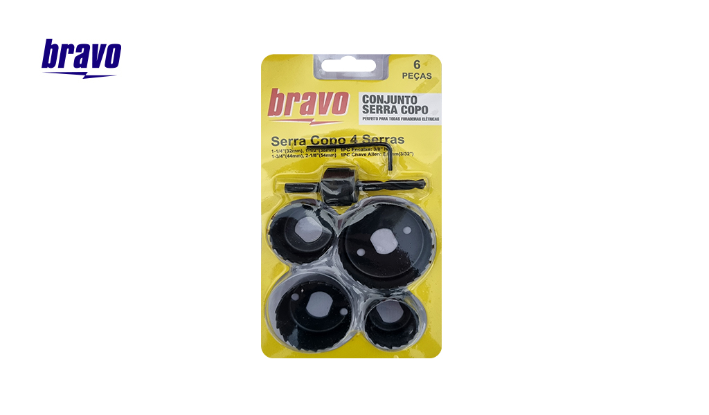 JOGO BRAVO SERRA COPO P/MADEIRA C/06 PCS