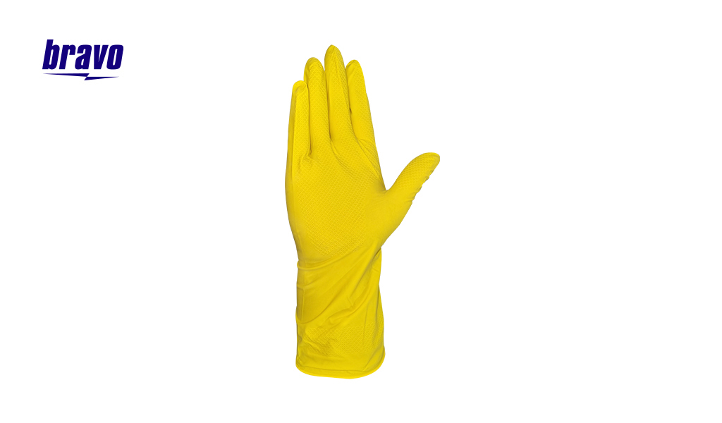 LUVA BRAVO LATEX FORRADA TAM/P AMARELA