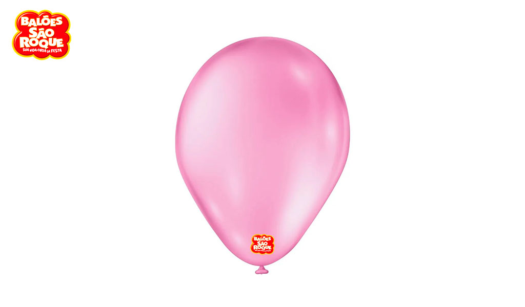 BALÃO SÃO ROQUE PERA 7 LISO ROSA CHICLETE - PACOTE C/50 UNIDADES.