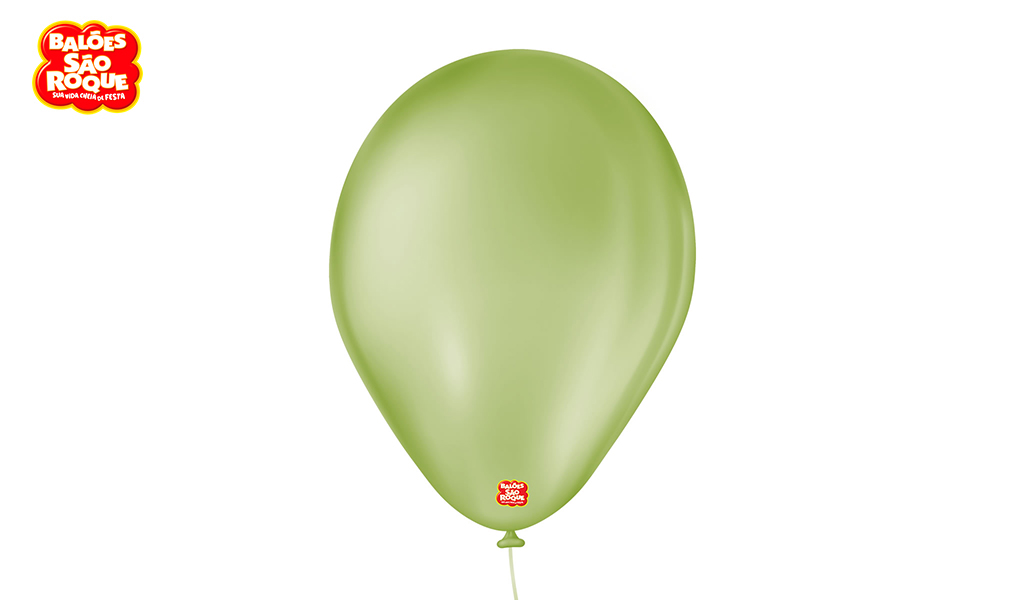 BALÃO SÃO ROQUE PERA 7 LISO VERDE EUCALIPTO - PACOTE C/50 UNIDADES.