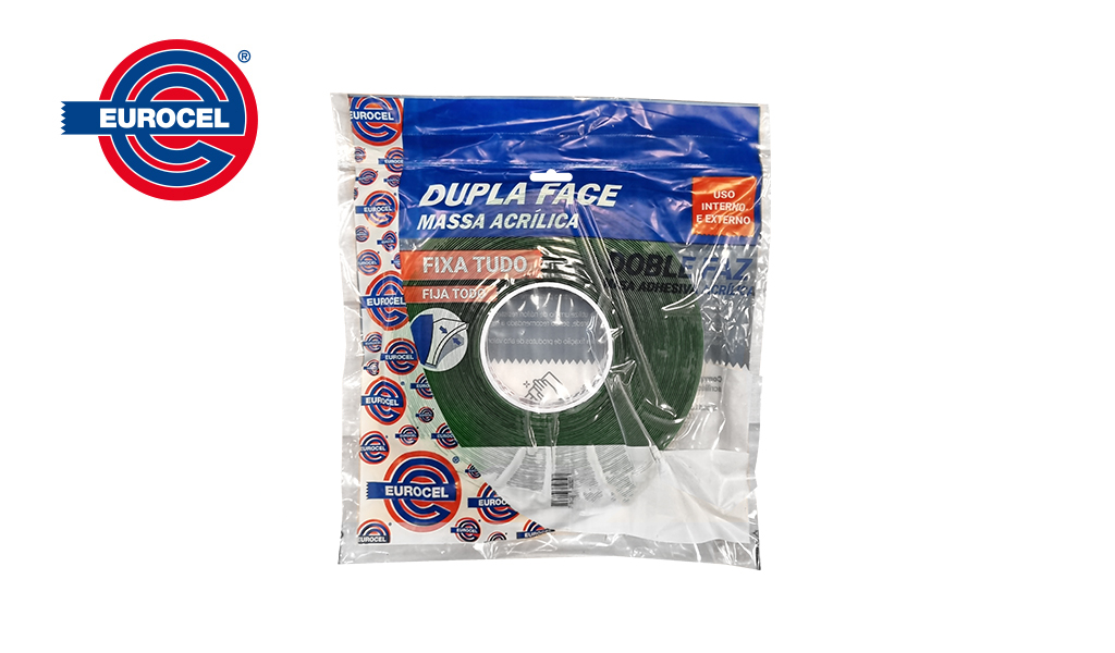 FITA EUROCEL DUPLA FACE DE MASSA ACRILICA 19MMX20M