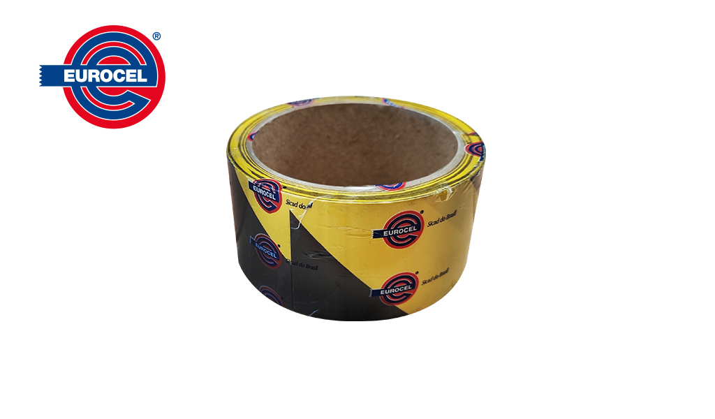 FITA EUROCEL DEMARCAÇÃO DE SOLO 50MMX15M - AMARELA/PRETO