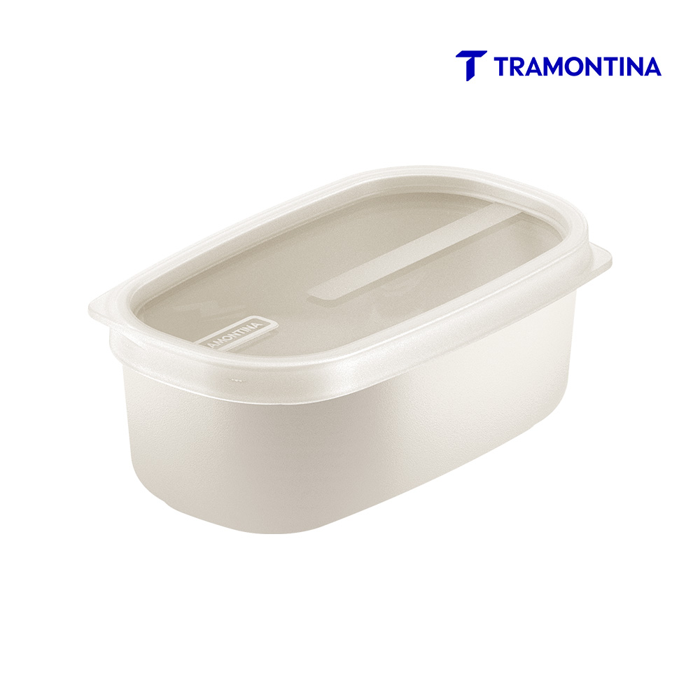 POTE TRAMONTINA MIXCOLOR POLIPROPILENO TAMPA TRANSPARENTE 650ML BRANCO ALGODÃO