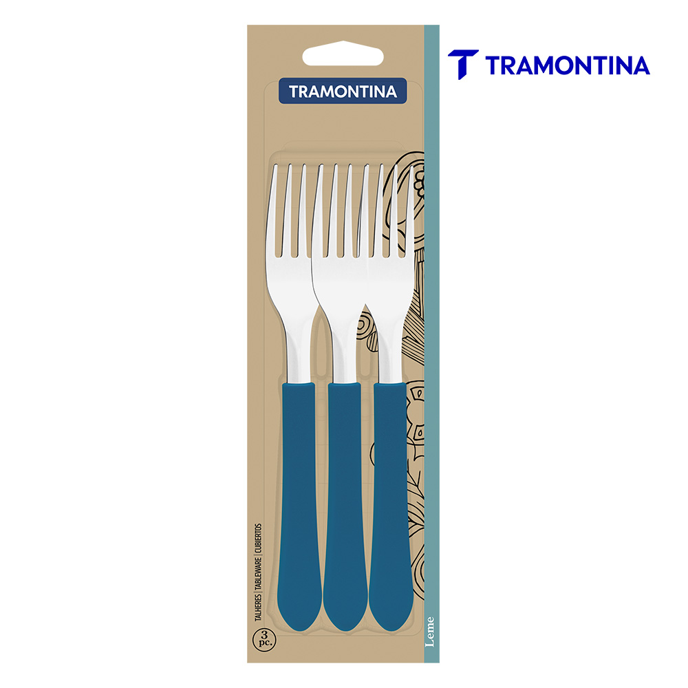 CONJUNTO GARFOS TRAMONTINA DE MESA CABO AZUL OCEANO C/03 PEÇAS