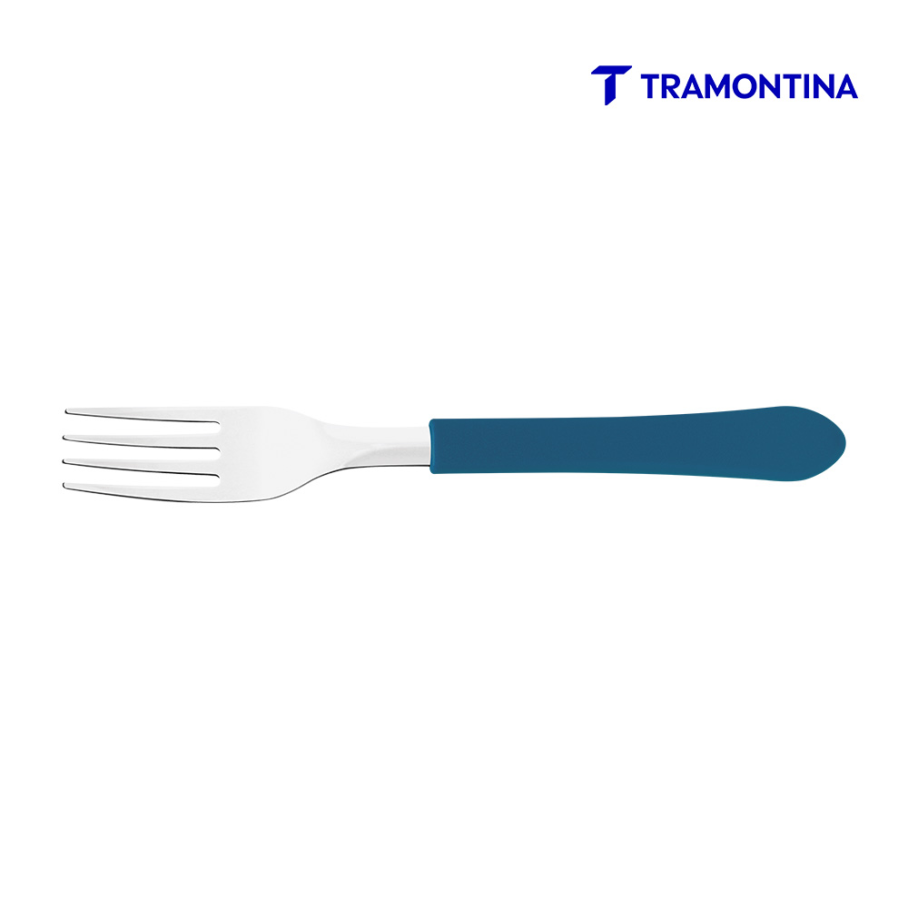 GARFO DE MESA TRAMONTINA LEME COM LÂMINA EM AÇO INOX E CABO DE POLIPROPILENO AZUL OCEANO - ENCARTELADO