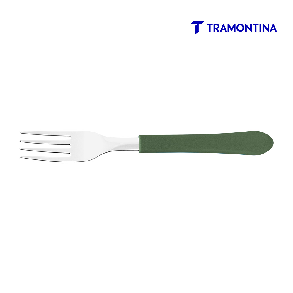 GARFO DE MESA TRAMONTINA LEME COM LÂMINA EM AÇO INOX E CABO DE POLIPROPILENO VERDE - ENCARTELADO