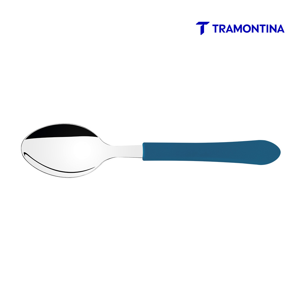 COLHER DE MESA TRAMONTINA LEME COM LÂMINA EM AÇO INOX E CABO DE POLIPROPILENO AZUL OCEANO - ENCARTELADO