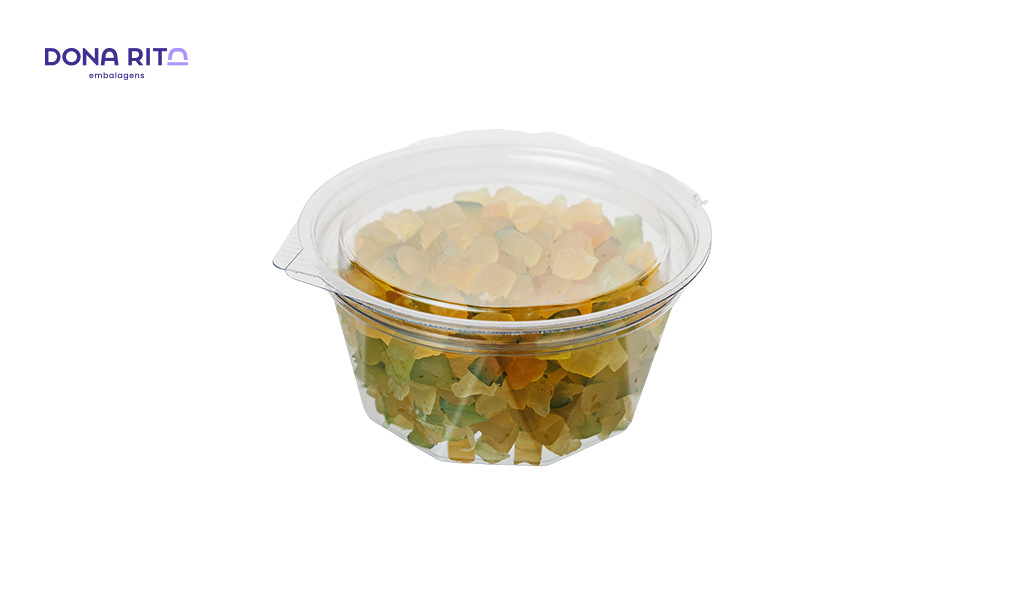 POTE+TAMPA DONARITA REDONDO D750P C/TAMPA ARTICULADA PRISMA 350ML C/200 UNIDADES