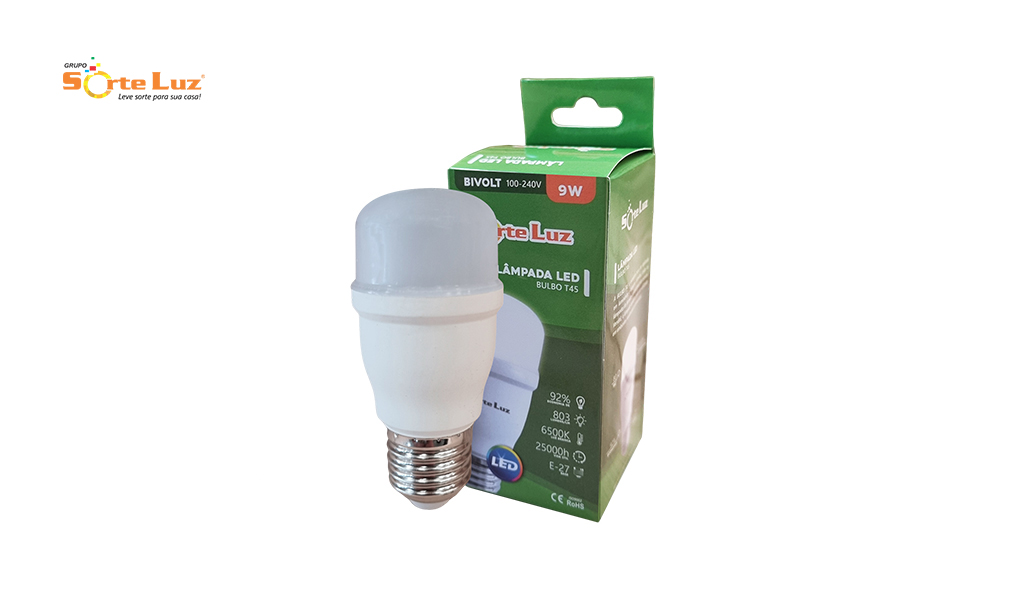 LAMPADA SORTELUZ LED MINI T45 9W 6500K LUZ BRANCA