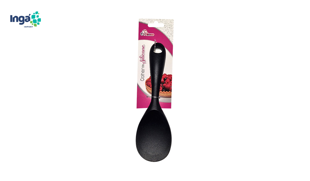 COLHER INGA SILICONE (ARROZ) 22X6,5X2CM PRETO