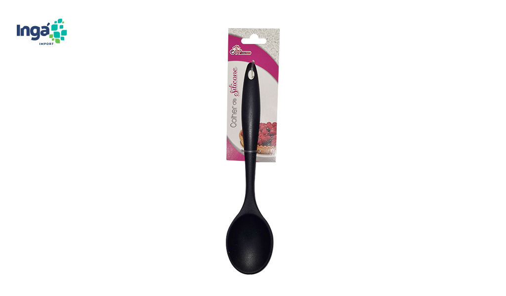COLHER INGA SILICONE 26,7X6X2CM PRETO