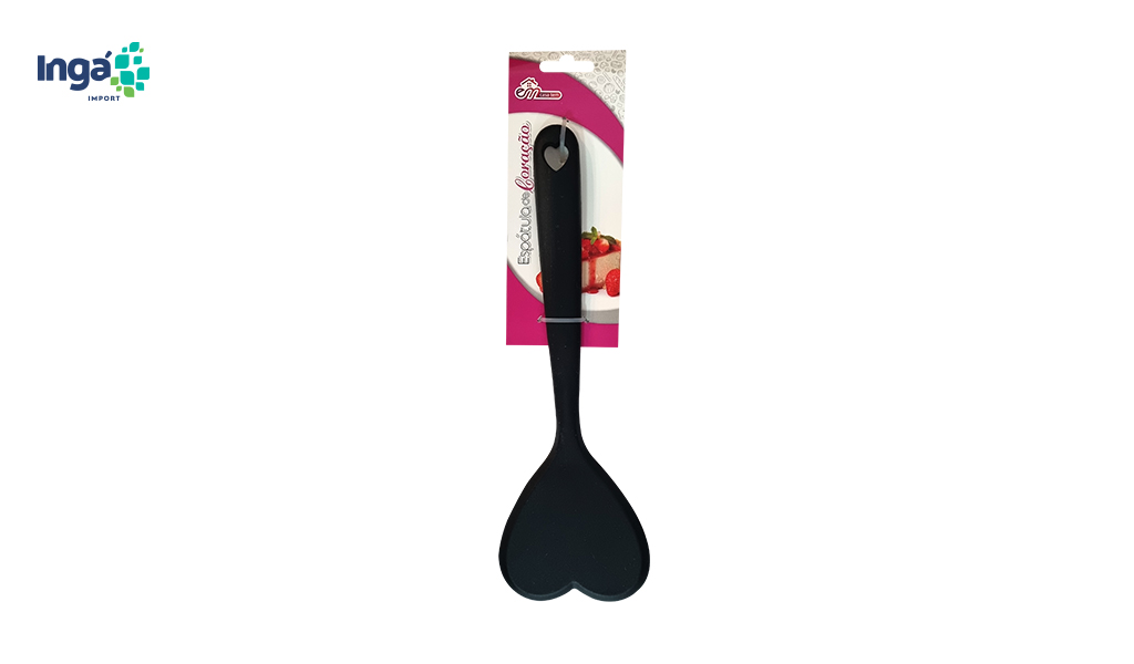 ESPATULA INGA SILICONE MOD. CORAÇÃO 28X9,2X1,5CM PRETO