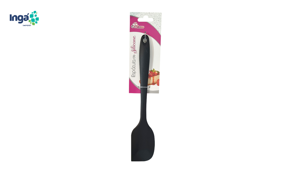 ESPATULA INGA SILICONE RETA 26,7X5,3X1,7CM PRETO