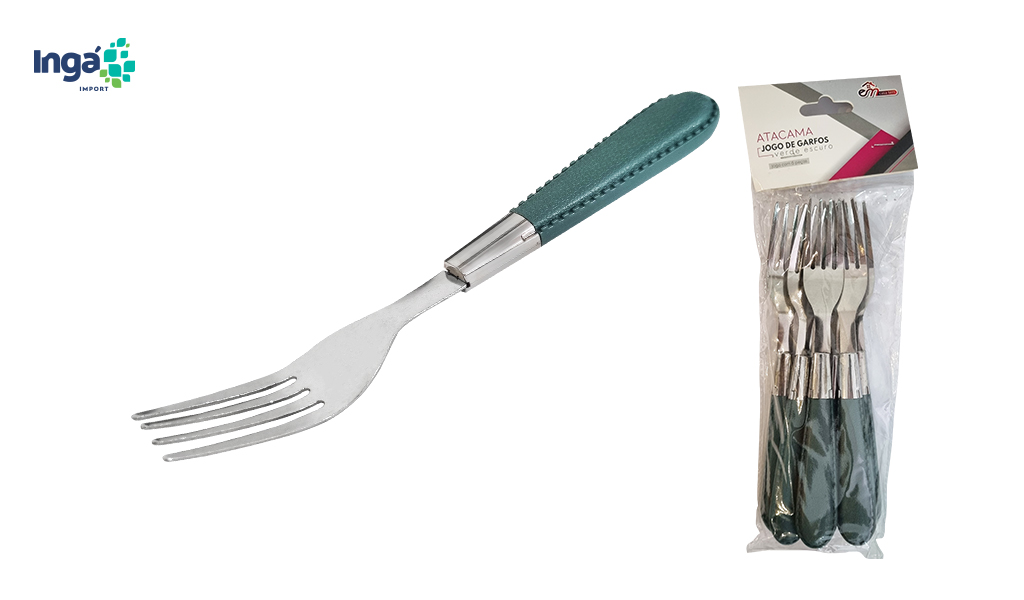 CONJUNTO GARFO INGA MESA ATACAMA CABO VERDE ESCURO C/06 PECAS