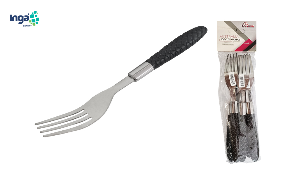 CONJUNTO GARFO INGA MESA AUSTRALIA CABO PRETO C/06 PECAS