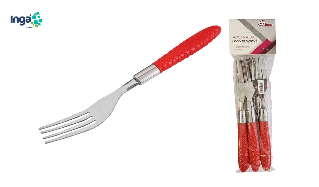 CONJUNTO GARFO INGA MESA AUSTRALIA CABO VERMELHO C/06 PECAS