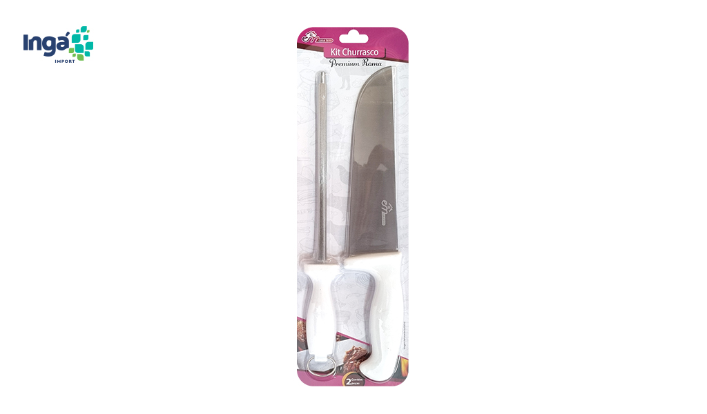 JOGO DE CHURRASCO INGA PREMIUM ROMA FACA/CHAIRA C/02 PECAS