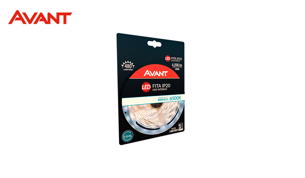 FITA AVANT LED USO INTERNO - 6500K (LUZ BRANCA) - 12V 4,8W POR METRO - ROLO C/5M