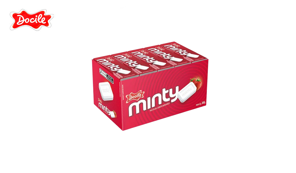 PASTILHA DOCILE MINTY MORANGO 17G - DISPLAY C/40 UNIDADES